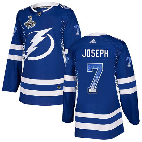 Adidas Tampa Bay Lightning Men #7 Mathieu Joseph Blue Home Authentic Drift Fashion 2020 Stanley Cup Champions Stitched NHL Jersey